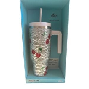 Hydrapeak Silver‎ BLING 40oz LIMITED EDITION CHERRY Steel Tumbler Rhinestones